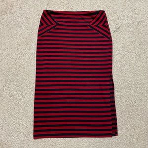 Black and Red Striped Stretch Wiggle Goth Pinup High Waisted Skirt S/M